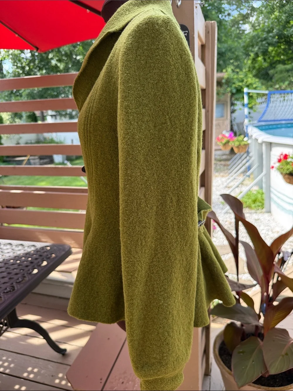 Eva Tralala Paris chartreuse 100% boiled wool toggle French style jacket Size S - Picture 8 of 14